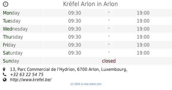 Opening Times 13 Parc Commercial De L Hydrion Tel 32 63 22 54 75